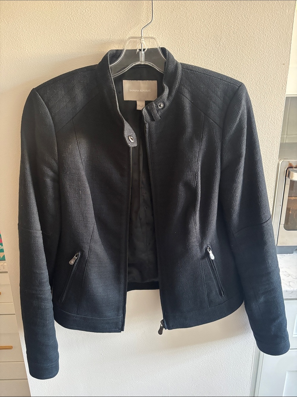 Black Women's Textured Zip-Front Jacket